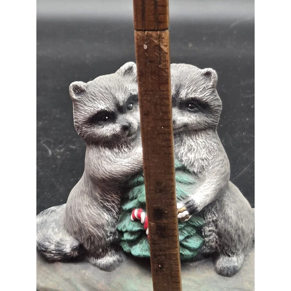 Penrose Cute Raccoons With Christmas Tree Figurine